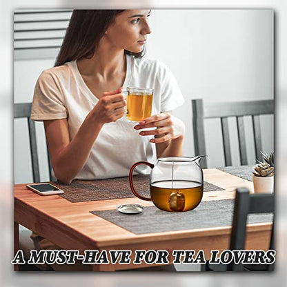 Yoassi 2 Pack Tea Infusers for Loose Tea, Extra Fine Mesh 18/8 Stainless Steel Tea Strainers, Loose Leaf Tea Steeper Tea Ball Tea Diffuser Tea Holder with Extended Chain Hook and Drip Tray - size: Round 2 Pack