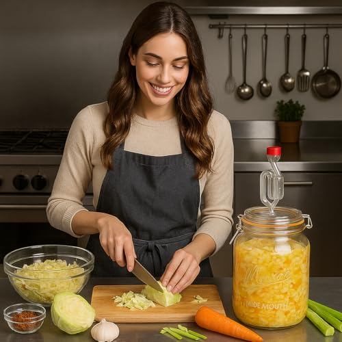 kitchentoolz 2-Pack 1-Gallon Mason Glass Fermenting Jars with Airlock Lids – Wide Mouth with Ounce & Milliliter Markings for Mead, Kombucha, Beer, Wine & Pickling - size: Pack of 2