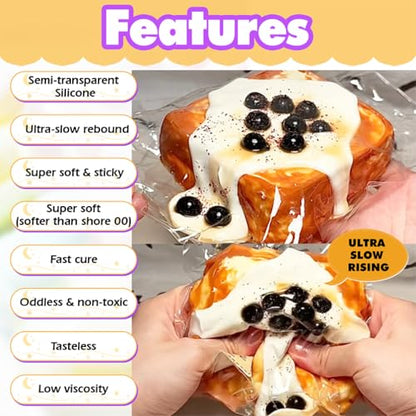 Taba Squishy Making Kit Ultra Slow Rising Soft Cream Gel Flex Rubber Liquid Silicone 3.5oz Pack - color: Soft Cream
