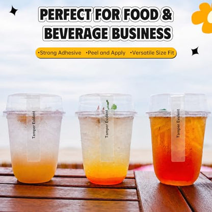Fulmoon 500 Pack Ultra Clear Tamper Proof Stickers for Drink PP Material Evident Seals Stickers with 1.5" Center Labels 0.75" x 9" for Food Safety Packaging Sealing Delivery Supply
