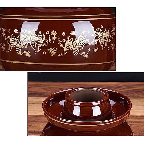 Ceramic Fermentation Crock Jar Kit,Sauerkraut Crock, Traditional Chinese Porcelain Pickle Jar with Water Seal Airlock Lid,Pickle Jar for Fermenting or Pickling Pickl 8kg - size: 8kg