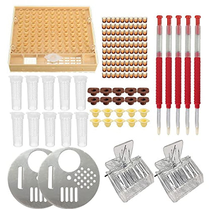 Plastic Queen Rearing System Beekeeping Bee Grafting Kit Royal Jelly Squeegee Pen Cultivating Box Cell Cups Queen Bee Cage Catcher Clips Beekeeping Grafting Tool Supplies