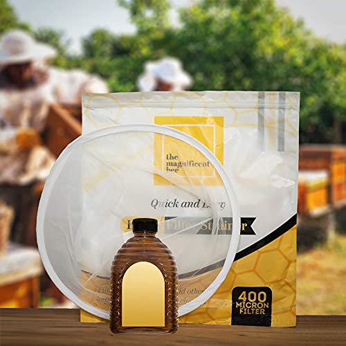 Honey Filter Bag, Ultra-Fine Mesh Nylon Strainer, Professional and Beginner Beekeeping Supplies, Reusable and Washable, Removes Wax and Pollen (2 Pack)