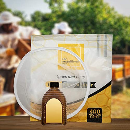 Honey Filter Bag, Ultra-Fine Mesh Nylon Strainer, Professional and Beginner Beekeeping Supplies, Reusable and Washable, Removes Wax and Pollen (2 Pack)