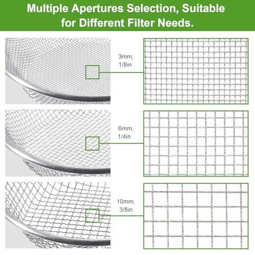 Garden Soil Sifter for Rocks Compost Sieve Garden Potting Lawn Soil Sieve Garden Sieve, 3 Apertures Sizes(1/8in,1/4in,3/8in) - style: 3PCS(1/8in,1/4in,3/8in)