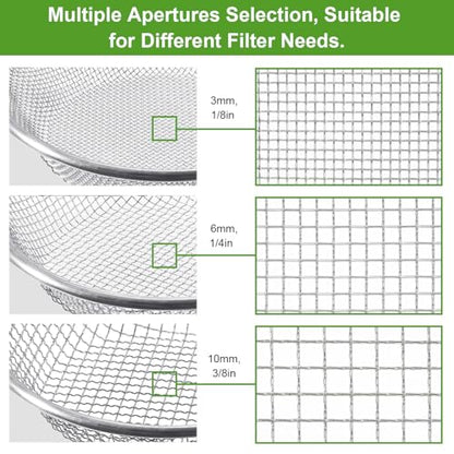 Garden Soil Sifter for Rocks Compost Sieve Garden Potting Lawn Soil Sieve Garden Sieve, 3 Apertures Sizes(1/8in,1/4in,3/8in) - style: 3PCS(1/8in,1/4in,3/8in)