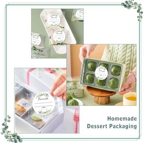 Canning Jar Labels 2 Inch Waterproof Mason Jar Stickers for Home Canning | Watercolor Green Plant Design with Date Lines for Homemade Jam Jelly Pantry Organization Small Business Food Packaging