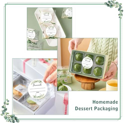 Canning Jar Labels 2 Inch Waterproof Mason Jar Stickers for Home Canning | Watercolor Green Plant Design with Date Lines for Homemade Jam Jelly Pantry Organization Small Business Food Packaging