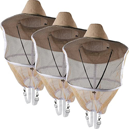 Beekeeping Supplies Beekeeping Veil Hat Beekeeping Suit 3 Pack Beekeeper Hat Professional Bee Face Cover Net Beekeeping Protection Supplies