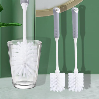 Long Handle Bottle Cleaning Brush with Soft Nylon Bristles, White and Gray, 12.79 Inches, for Baby Bottles, Water Bottles, Glassware