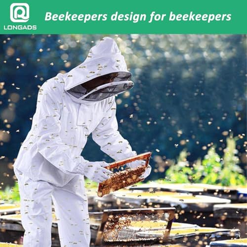LONGADS Professional Bee Suit for Kid and Girl, Full Body Beekeeping Suit with Gloves & Protective Round Veil, Size Kid-M (Fits 3'4"-3'9") for Apiary & Backyard for Christmas - size: Kid-M for 3'4"-3'9"