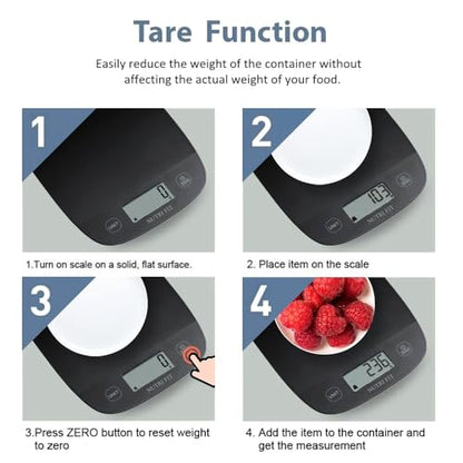 NUTRI FIT Food Scale for Kitchen Scales Digital Weight Grams and Ounces, Baking Scale Accurate for Weight Loss, Cooking, Coffee, Keto Diet, Meal Prep, 0.1oz Ultra Slim Smart Tare Black - color: Carbon Black