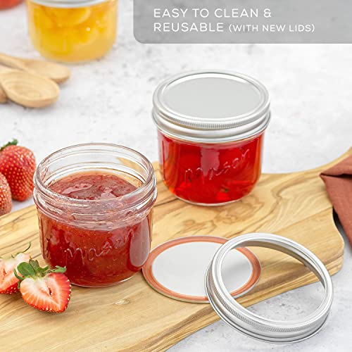 JoyJolt 8 Oz Mason Jars With Lids, Labels and Measures! 6-Pack Wide Mouth Mason Jars, Glass Jar with Lid and Band. Airtight Canning Jars, Overnight Oats Jars, Salad Jars, Sourdough Starter Jar - size: 8 Oz