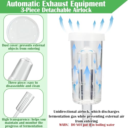 Fermentation Kit for Wide Mouth Mason Fermentation Jar, Fermentation Kit with 4 Glass Fermentation Weights,4 Fermenting Lids,4 Airlocks,5 Silicone Gaskets,6 Silicone Grommets, 9 Stickers（No Jars）