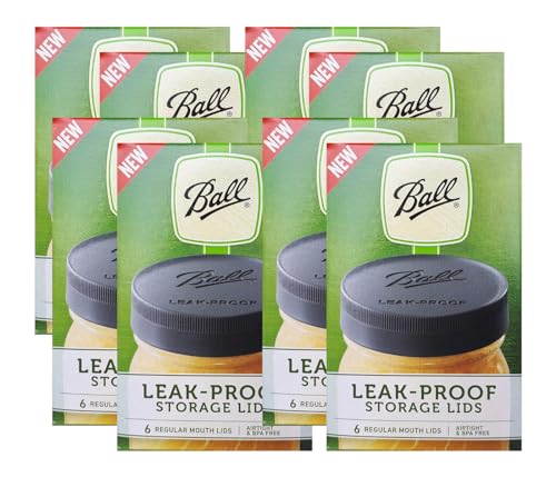 Ball Mason Jar Leak-Proof Lids, Regular Mouth, 6 CT (Pack of 8) - color: Regular, size: 6 Count (Pack of 8)