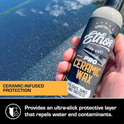Ethos Ceramic Wax - Aerospace Coating Protection | Ceramic Polish and Top Ceramic Coat | Ceramic Car Coating | Slick, Hydrophobic Finish - color: Ceramic Wax 8oz