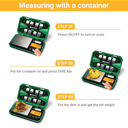 UNIWEIGH Digital Pocket Scale Precision 200g/0.01g Scale Grams Ounces | Mini Jewelry Scale, Coins Scale with 50g Cal Weights for Gold/Silver/Gems/Food,(Battery Included)-Green - color: Green