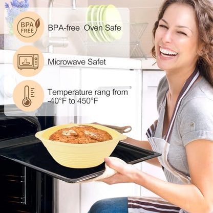 TOKPELA Sourdough Starter Kit 13Pcs Sourdough Bread Baking Supplies, Complete Bread Making Tools 9in Round & 10in Oval Silicone Banneton Proofing Basket Set with Sour dough Starter Jar - color: Sourdough Starter Kit