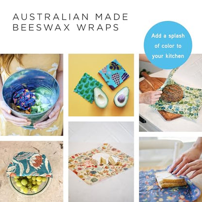 Honeybee Beeswax Bread Bag Sheets - Bird Pattern - Reusable Beeswax Wraps for Food - Certified Organic Cotton Beeswax Roll - Plastic Wrap & Sandwich Bags Alternative - Made in Australia - 40’’ x 13’’ - color: Bird