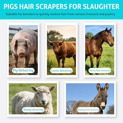 3 Pcs Pig Hair Removal Tool, Hog Scraping Tool, Stainless Steel Pig Hair Scraper Tool Suitable for Pig, Cattle, Sheep, Horses, Donkeys, Deer, Chickens Hair Removal in Slaughterhouses