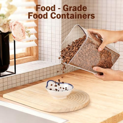 Large Pop Airtight Food Storage Containers Set with Lids 4.2Qt/4L Food Containers with Scoop, Kitchen Pantry Organization and Storage, BPA Free Stackable Cereal Container (4 * 4.2Qt) - color: gray, 4*4.2qt