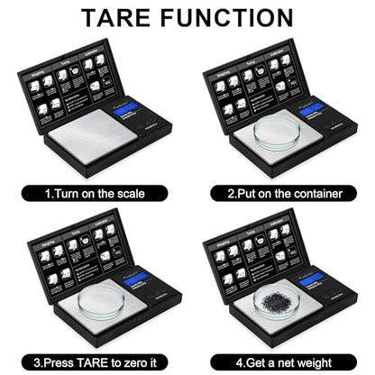 Fuzion Gram Scale, Digital Pocket Scale .01 Gram Accuracy, 500g Mini Jewelry Scale, Small Scale for Food, Herb, Spice, Coin - Weight Gram and Oz - 100g Calibration Weight - color: Black, size: 500g with Cal Weight