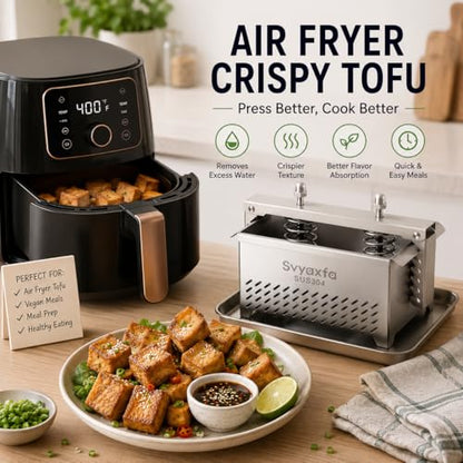 Tofu Press Stainless Steel, 304 Stainless Steel Paneer Maker & Cheese Press with Drip Tray, Adjustable Pressure Tofu Presser for Firm & Extra Firm Tofu, Dishwasher Safe, BPA FreeFood Strainer(6.6*4.7) - size: 6.6*4.7