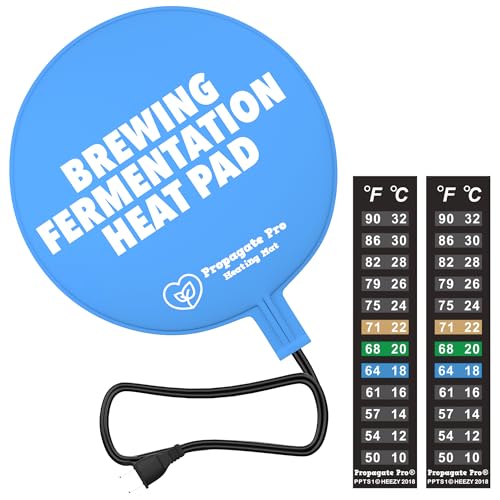 Brewing & Fermentation Heat Pad - 12" 25 Watts Sourdough Starter Warmer Mat, Beer & Wine Fermenting - Heating Mat for Kombucha Jar, Carboy, Glass Jar, Bucket, Fermentors with Heater Temp Strip (Black) - size: 12"- 25 Watts