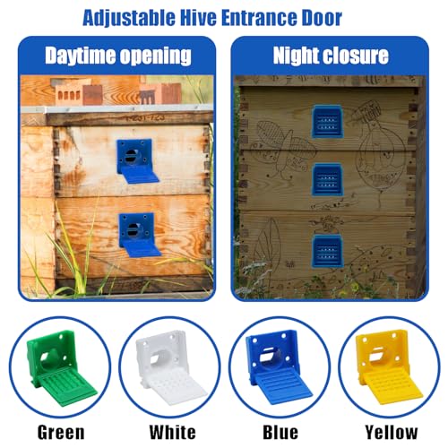Bee Hive Entrance Gates, 8 Pcs Open and Close Beekeeping Entrance Reducer, Blue Beehive Ventilation Window, Plastic Bee Hive Entrance Disk Gate Hive Beehive Kit - color: Blue