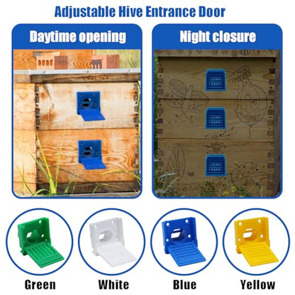 Bee Hive Entrance Gates, 8 Pcs Open and Close Beekeeping Entrance Reducer, Blue Beehive Ventilation Window, Plastic Bee Hive Entrance Disk Gate Hive Beehive Kit - color: Blue