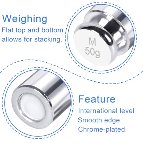 QP Calibration Weights, 50 Gram Scale Weights, OIML Class M1 High Precision Stainless Steel Scale Balance Weights with Chrome Finish, Calibration Weights for Digital Scale, Kitchen Scale, Pocket Scale - size: 50g