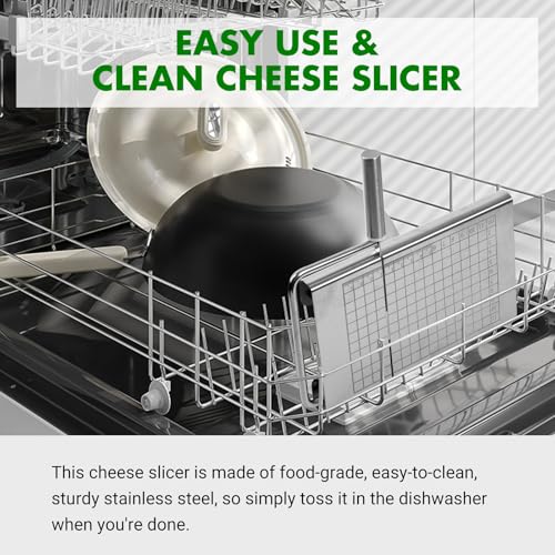Stainless Steel Cheese Slicer - Multipurpose Cheese Cutter for Block Cheese, Butter, Fruits & Vegetables - Easy to Clean, Dishwasher Safe - size: Square