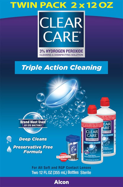 CLEAR CARE Cleaning & Disinfecting Contact Lens Solution, 12 Fl Oz, 2 Pack
