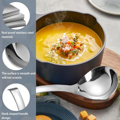 2Pcs Soup Ladle, Stainless Steel 304 Spoons With Pour Spout, Large Cooking Utensils for Serving Metal Ladle Gravy Punch Ladle - size: Small