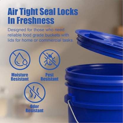 ePackageSupply 5 Gallon Bucket - Food Grade w/Lid BPA-Free, Blue/Blue, 1 | Airtight Gamma Seal Screw-On Lid, Heavy-Duty 90 Mil HDPE Plastic, Food Safe and Durable Container, Bulk Storage, Made in USA - color: Blue/Blue, size: 1 Pack