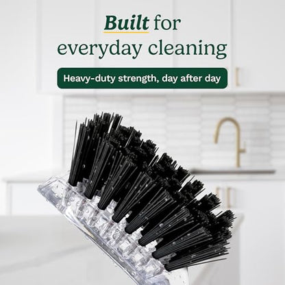 Cuisinart Dish Brush with Handle, 2 Pack, Firm Bristles | Multi-purpose dish scrubber for plates, pots, and pans, deep cleaning removes grease, safe for nonstick, built-in scraper - color: Rectangular- Black
