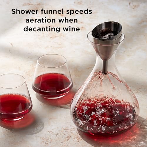Rabbit Wine Aerator Shower Funnel with Sediment Strainer, Stainless Steel