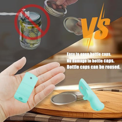 Mason Jar Opener and Canning Tool, Compatible with Mason Jar Lids, Releases Vacuum Seal on Wide Mouth and Regular Mouth, Magnetic Lid Lifter for Canning, Pickling (mint green) - color: Mint Green