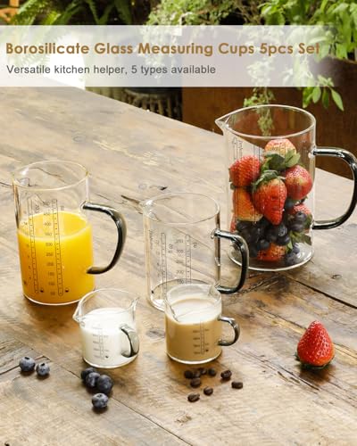 LIBWYS Glass Measuring Cup, 1000ml (32oz)+500ml (16oz) with Anti-slip Silicone Pad, Heat-resistant Borosilicate Glass Liquid Measuring Cup - size: 32oz+16oz