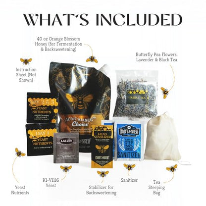 Craft A Brew - Mead Maker’s Choice - Butterfly Effect Mead Recipe Kit - Ingredients & Instructions for Mead Fermentation & Backsweetening – With Orange Blossom Honey - Makes 1 Gallon Still Mead - color: Butterfly Effect