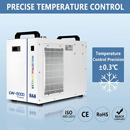 S&A CW-5000 DG Industrial Water Chiller 7L 1.14HP 2.64gpm Water Cooling System for 40W 50W 60W 70W 80W 90W 100W CO2 Laser Engraving & Cutting Machines,Cools 3868 BTU/Hour - size: CW-5000DG (US Amazon)