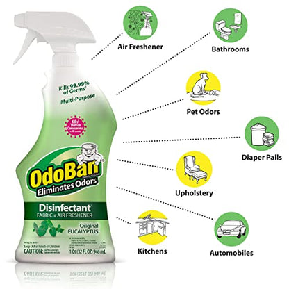 OdoBan Ready-to-Use Disinfectant and Odor Eliminator, 32 Ounce Spray Bottle, Original Eucalyptus Scent - size: 32 Fl Oz (Pack of 1)
