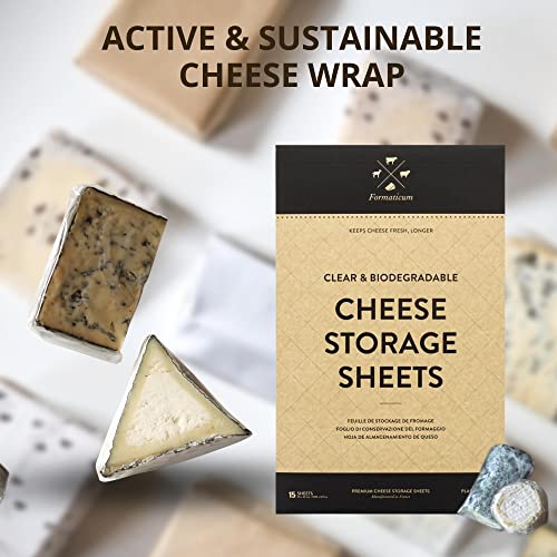 Formaticum Cheese Storage Sheets - Cheese Saver from France- Professional Earth Friendly Transparent Cheese Wrap - Cheese Sheet Savers of wood-based cellulose fibers - Clear 75 Sheets with 9" x 12" - size: 75 Sheets (5 Boxes)