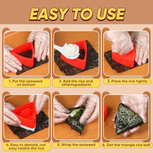 Onigiri Mold, Musubi Press, 4 Pack Triangle Onigiri Rice Ball Mold Musubi Maker, Sushi Making Kit for Beginners