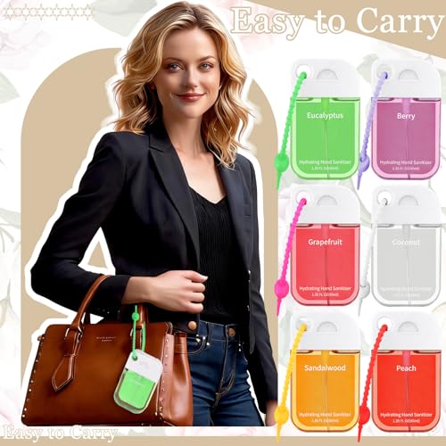 Frienda 12 Pcs Hydrating Hand Sanitizer Spray Scented Pocket Hand Sanitizer Travel Size with Keychain Moisturizing Sanitizing Hands Thank You Appreciation Gifts for Team Coworkers Staff Women Adults - style: Cute