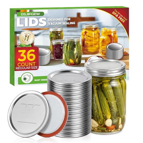 36Pcs Canning Lids Regular Mouth, 70mm Food Grade Mason Jar Lids, 100% Fit Airtight Lids for Ball and Kerr Preserving Jars - size: 36 Lids for Regular Mouth Jar