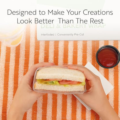 Restaurantware Plastic Food Wraps 1000 Pack of 10.75" x 8" Pre-Cut Clear Sandwich Wraps Disposable Pop-Up Microwavable Freezable Greaseproof Food Covers for Burgers, Snacks, And Take Out - size: 10.8" x 8"