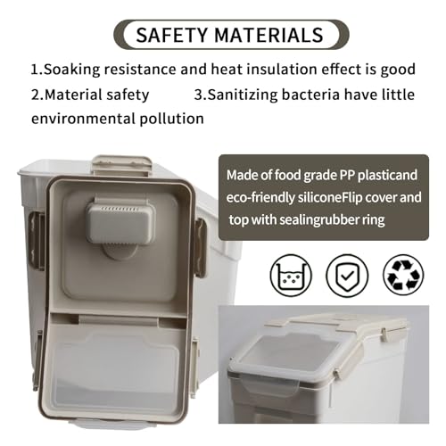 25LB/13L Airtight Flour Rice Grain Cereal Storage Container With Spoon & Measuring Cup & Handle, 2 Pack (Holds 50LBS) Pet Dog Cat Dry Food Bin, Easy to Move & Keep Food Fresh(400 oz)