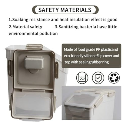 25LB/13L Airtight Flour Rice Grain Cereal Storage Container With Spoon & Measuring Cup & Handle, 2 Pack (Holds 50LBS) Pet Dog Cat Dry Food Bin, Easy to Move & Keep Food Fresh(400 oz)