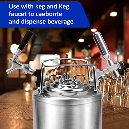 TMCRAFT Keg Charger Regulator, Upgraded 0-60PSI Pressurized Beer Mini Keg Regulator with 3/8" Thread and Gas Ball Lock Quick Disconnect Set for Homebrew Keg